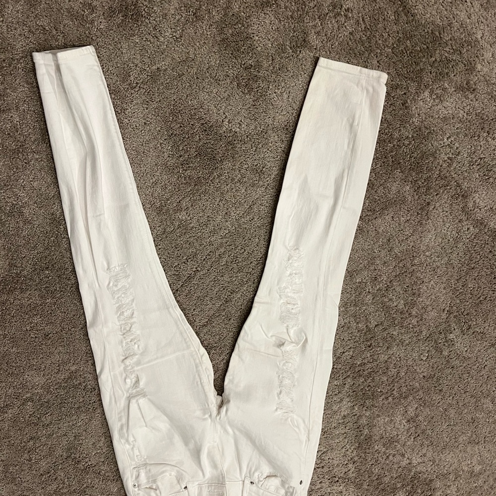 Express White Distressed Skinny Jeans